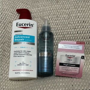 Eucerin Skincare: Advanced Repair Lotion, Hydrating Cleansing Gel, Night Cream